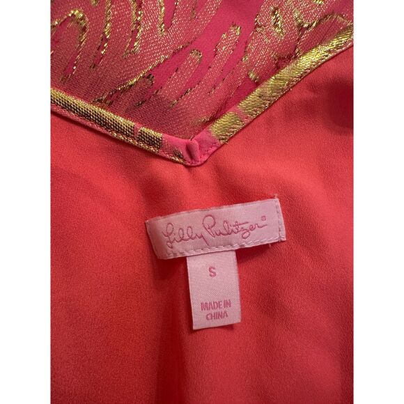 LILLY PULITZER Lela Silk Dress Coral Reef Pineapple Clip Chiffon Size Small - Picture 5 of 5